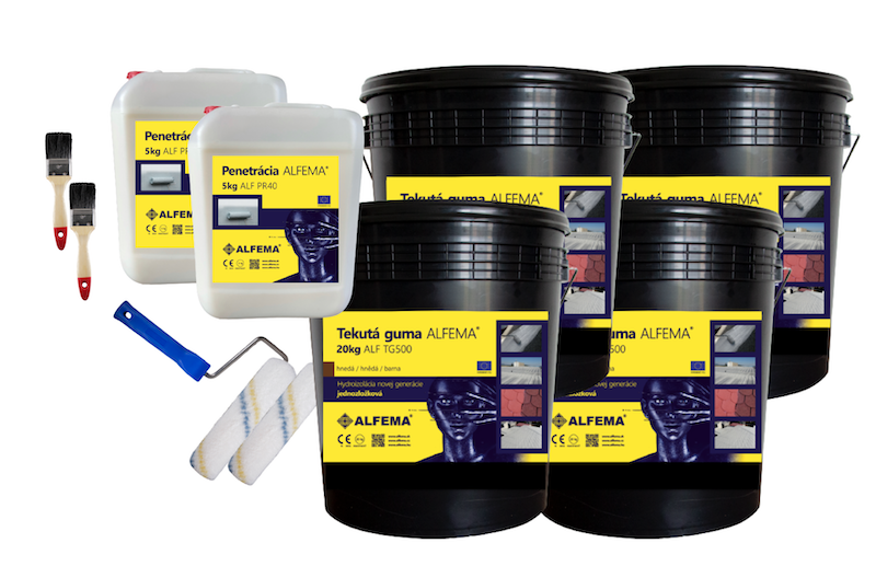SET NA  60-80m2  - ALF TG500 Hnedá TEKUTÁ GUMA ALFEMA